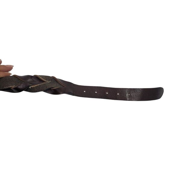 John Barritt Handmade Italian Brown Genuine‎ Leather Woven Braided Belt Sz L main image 6